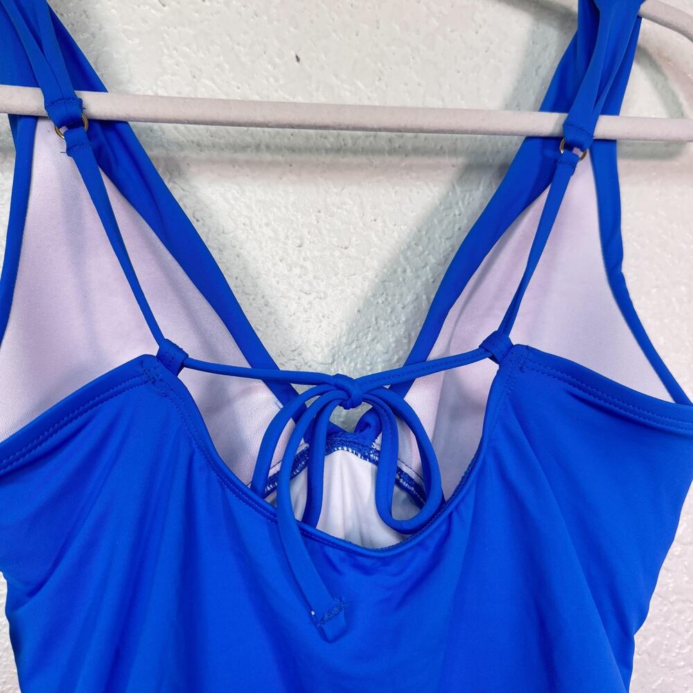 La Blanca Swim Top Womens 4 Twist Front Tankini Adjustable Straps Blue NEW - Picture 6 of 10
